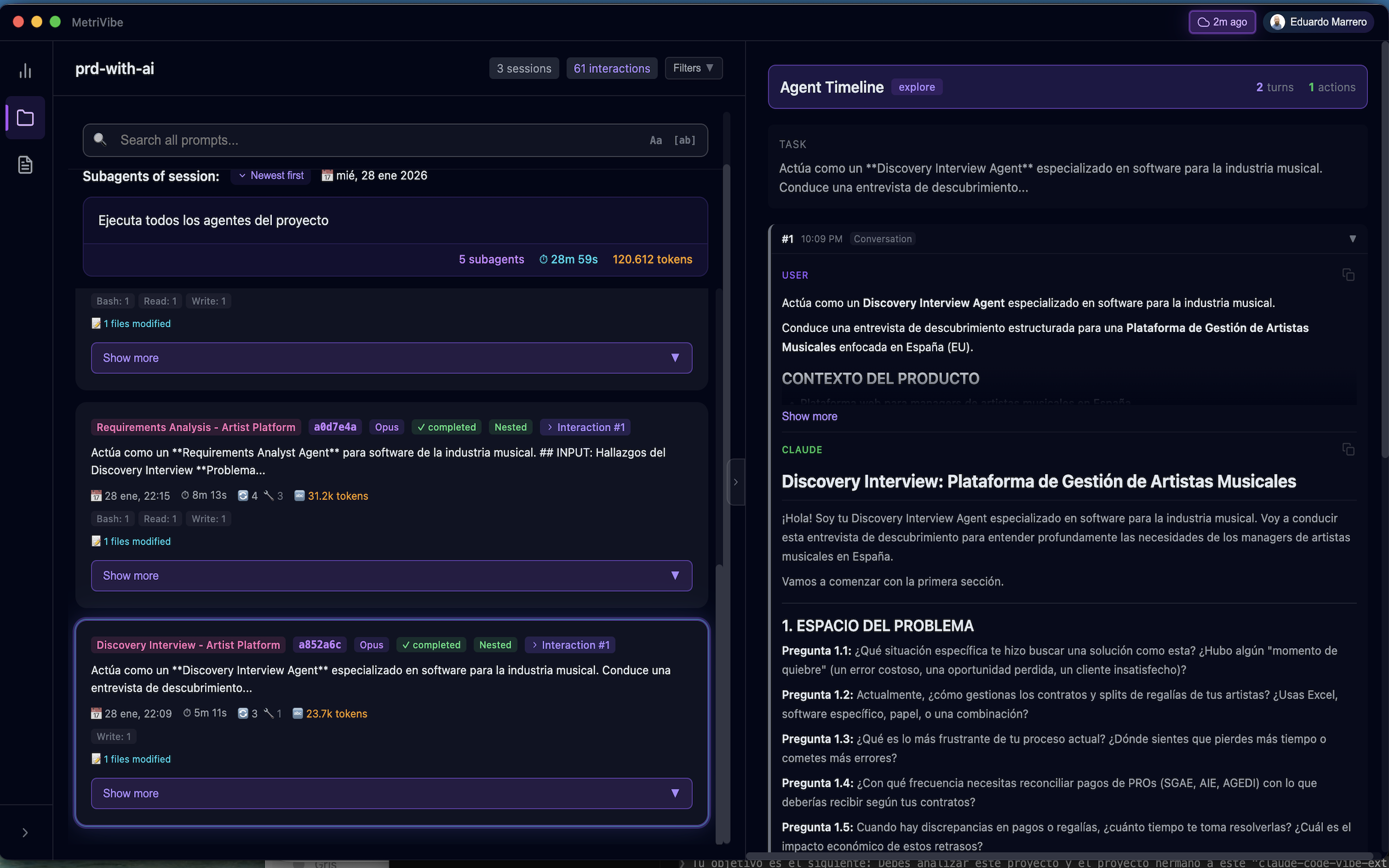 Agent Detail — Individual agent timeline